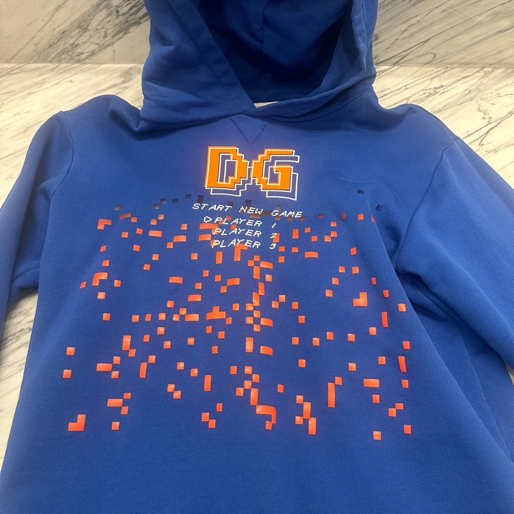 Dolce & Gabbana Blue Pixelated Kids Hoodie